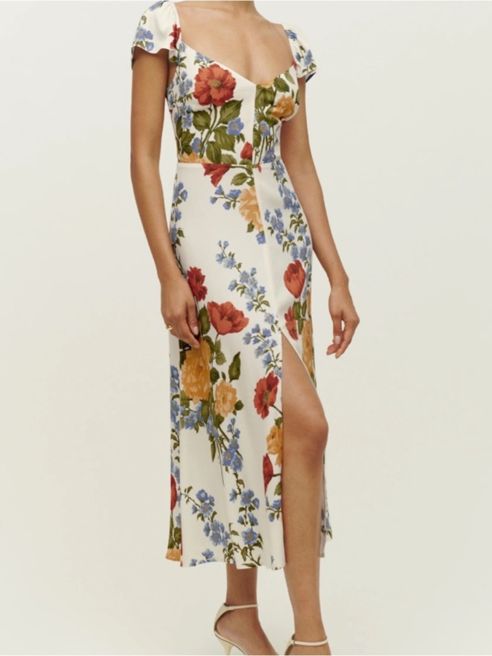 Reformation Baxley Formosa Floral Midi Dress Slit Cottagecore Size 2 🤍